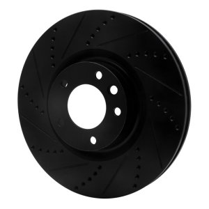 Porsche Cayenne Brake Rotor (1) - Front Left - R1 Concepts - Drilled & Slotted - Black - `08-`09